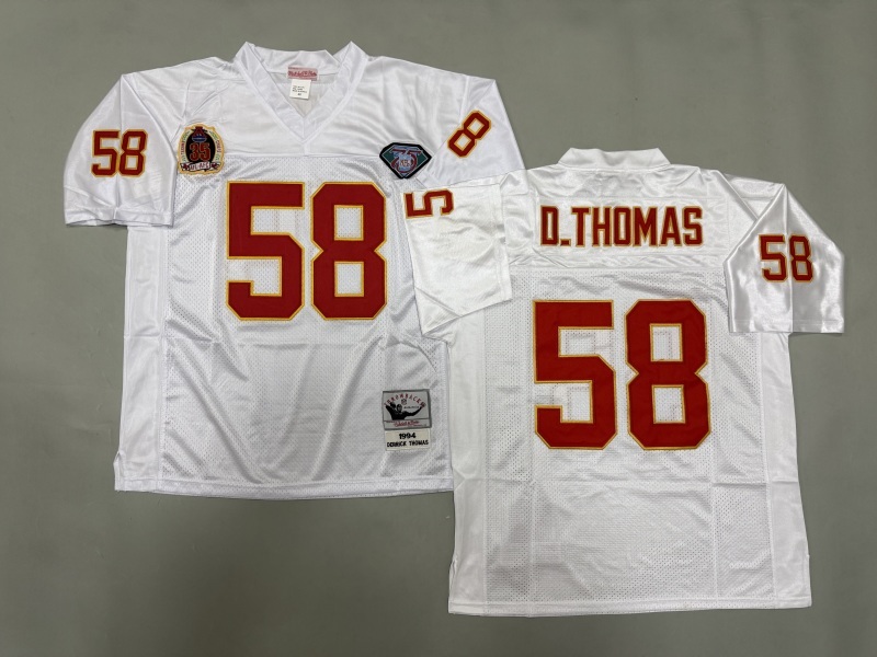 Men 2025 Kansas City Chiefs 58 D.Thomas white Throwback Limited NFL Jersey style 001